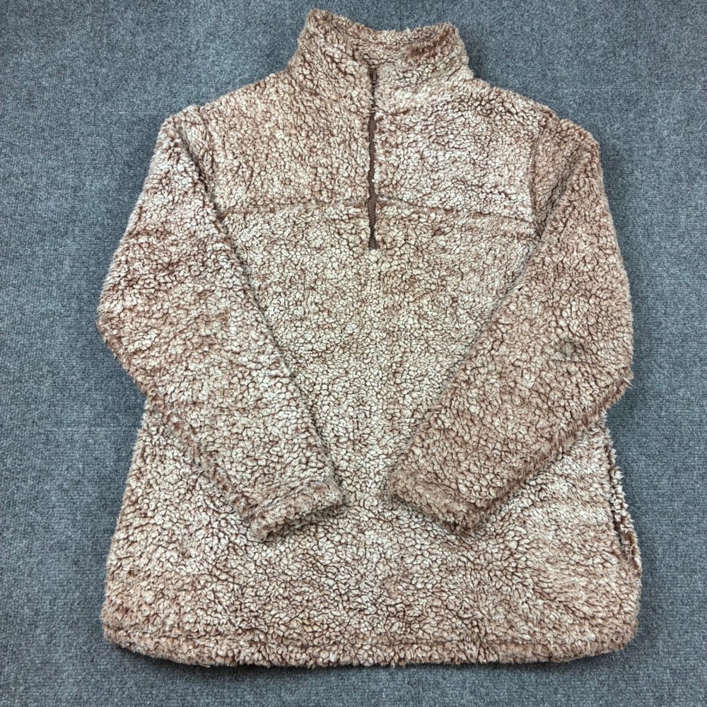 Zenana Outfitters Brown Sherpa Fleece Quarter Zip Pullover Womens Size 2XL XXL